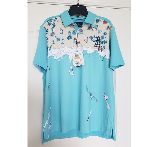 Mens Penguin golf shirt beach vibes size small BNWT - Picture 5 of 12